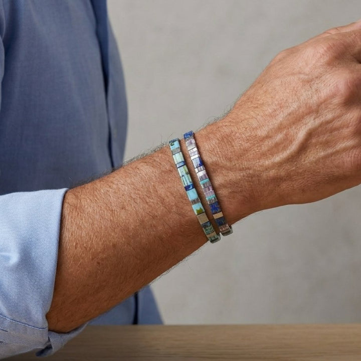 Parure Nerina - détail des couleurs et motifs en perles Miyuki Tila