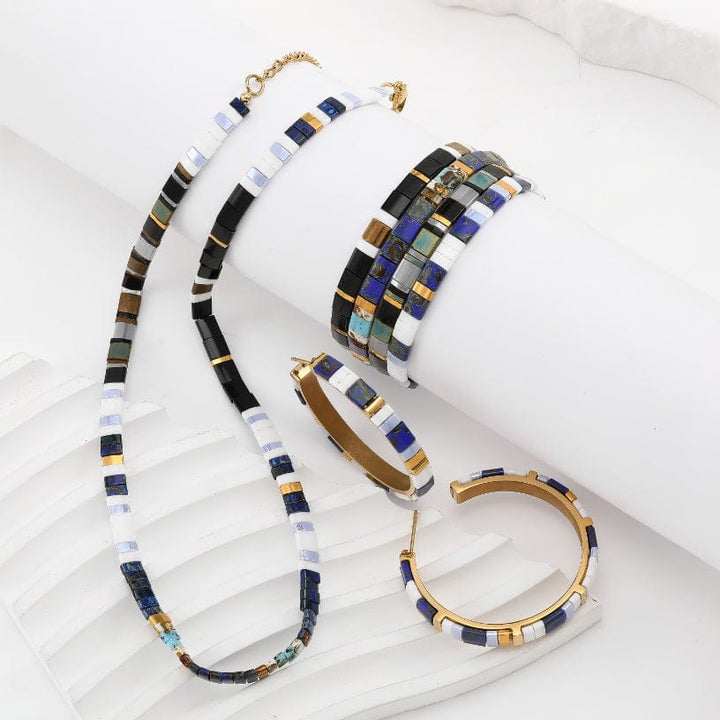 Coffret Cadeau Essential (boucles d'oreilles Tila, collier et parure Essential) - beads bracelet fait main en perles Miyuki par Køss Design