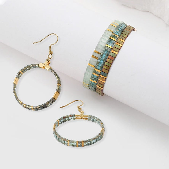 Coffret Cadeau Luna (Parure et boucles d'oreilles Luna) - beads bracelet fait main en perles Miyuki par Køss Design