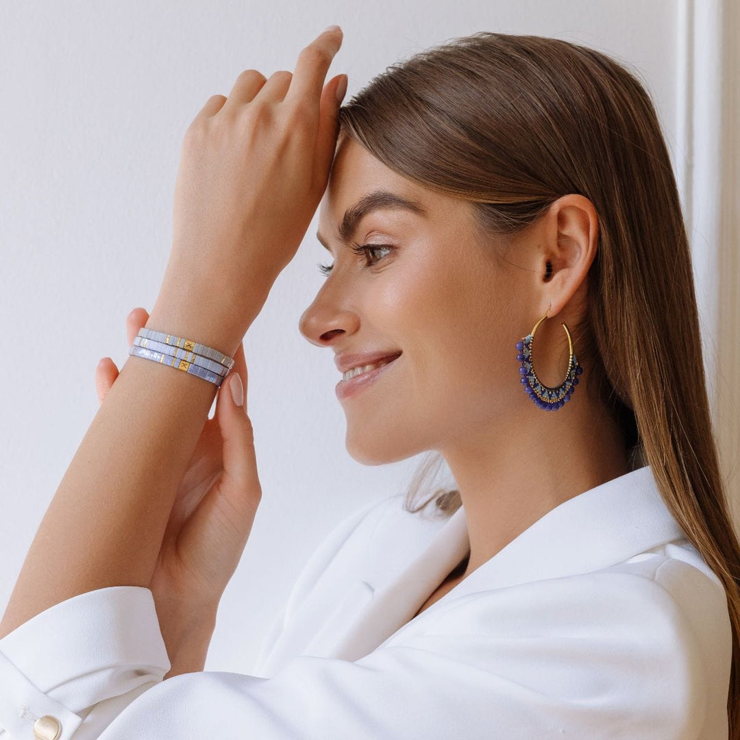 Ensemble Clia (Parure et boucles d'oreilles Clia) - beads bracelet fait main en perles Miyuki par Køss Design