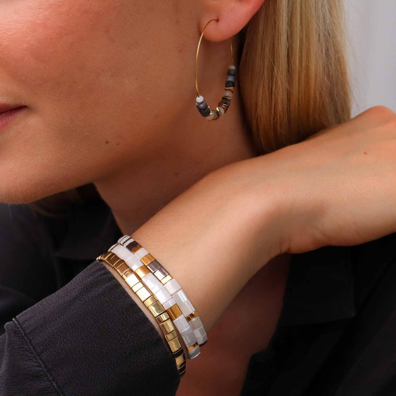 Ensemble Sparkle - détail des couleurs et motifs en perles Miyuki Tila