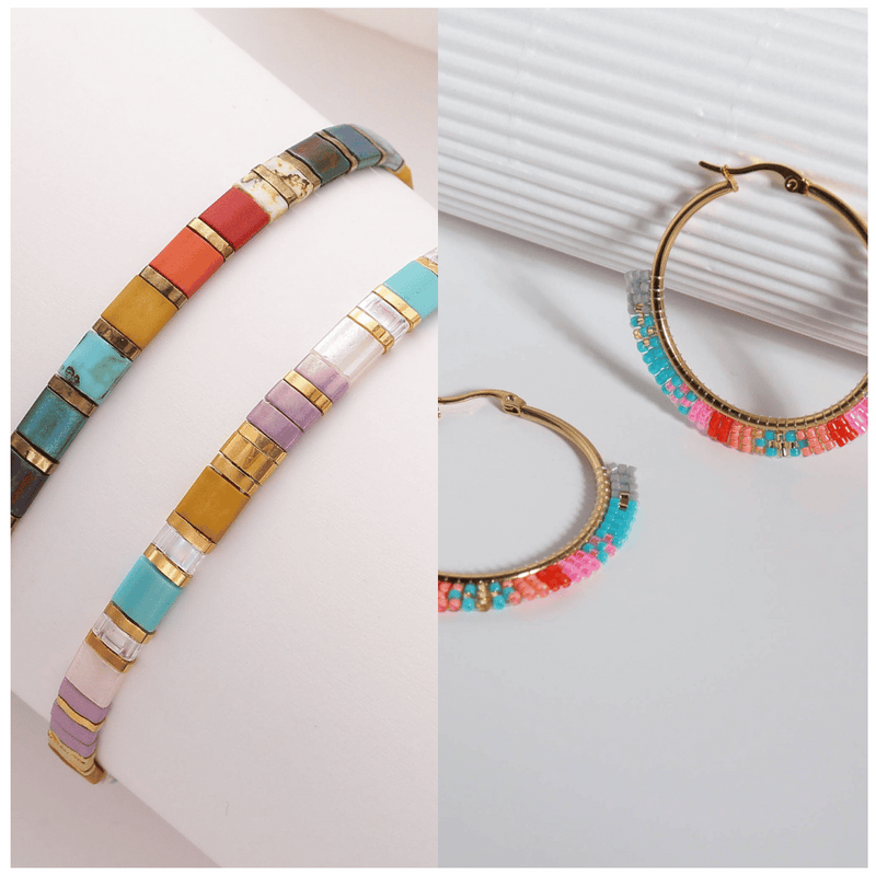 Ensemble Lola & Flora - bracelet de perles colorées fait main en perles Miyuki par Køss Design