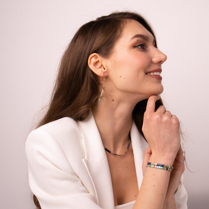 Ensemble Lou (Boucles d'oreilles, collier et parure) - vue détaillée des perles Miyuki japonaises