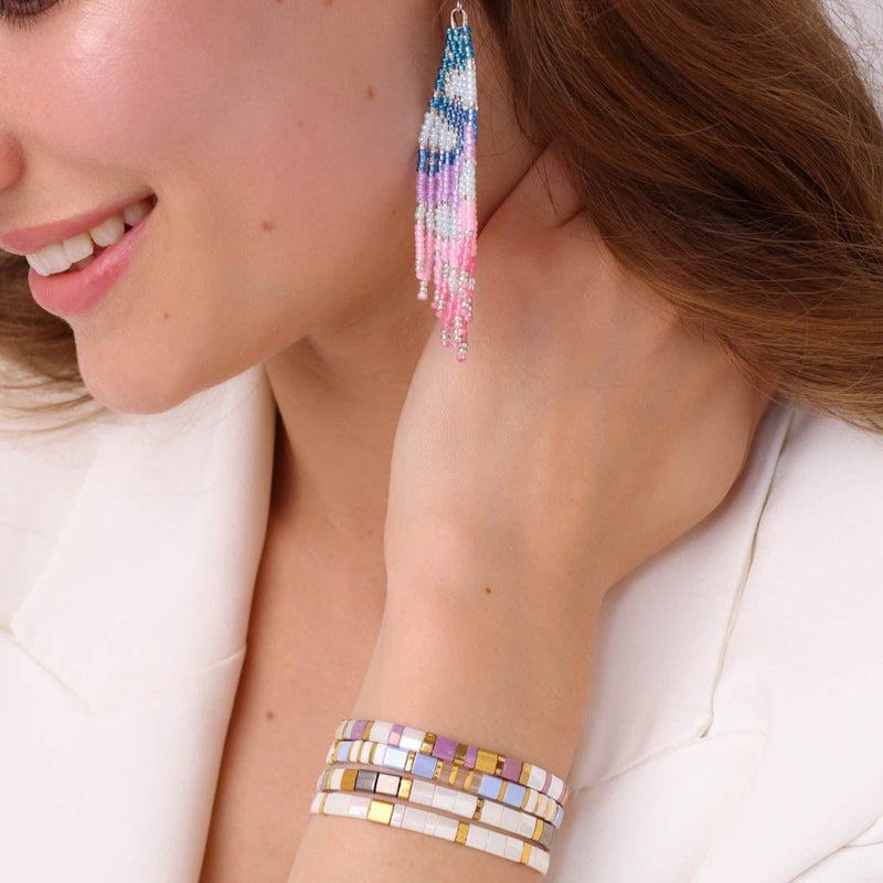 Ensemble Pastel - détail des couleurs et motifs en perles Miyuki Tila