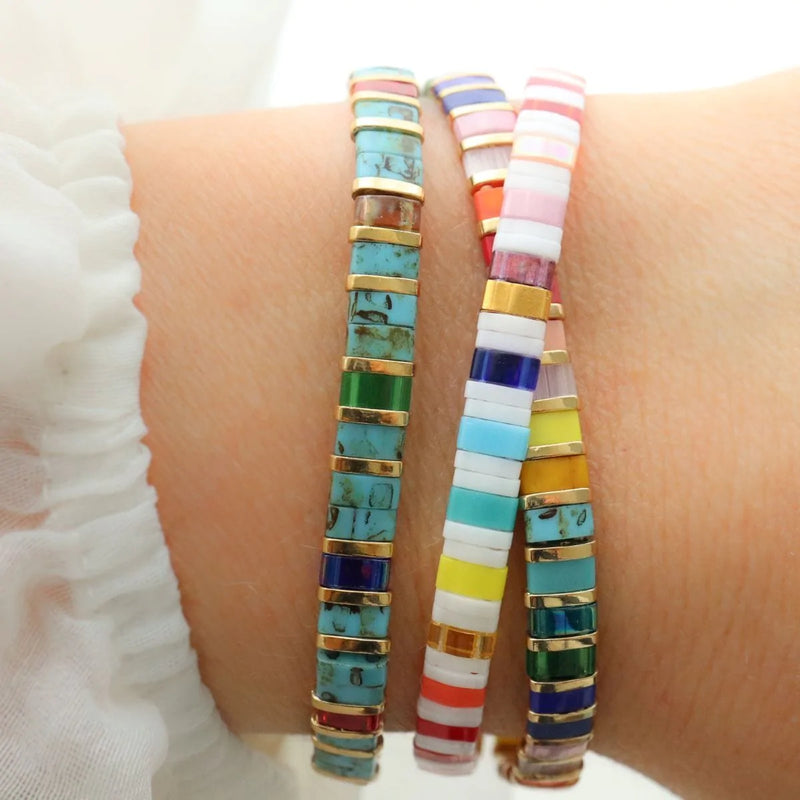Linnea - détail des couleurs et motifs en perles Miyuki Tila