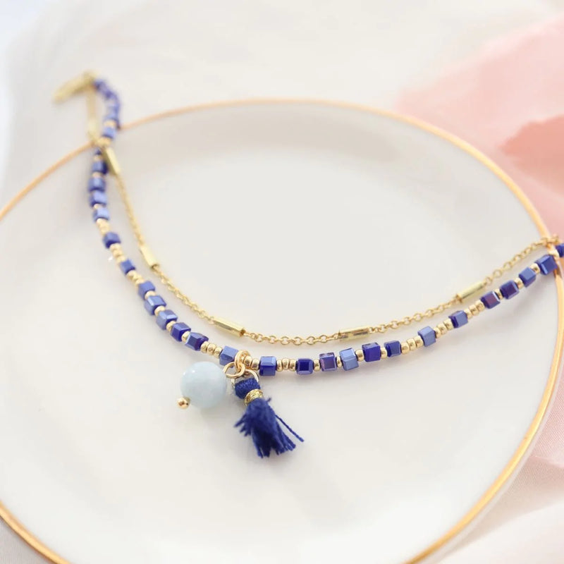 Parure Azur - bracelets de perles