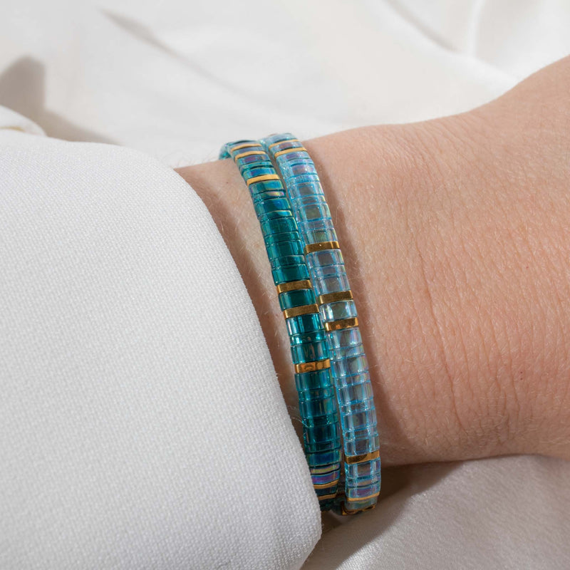 Parure Blue - Bracelets de perles