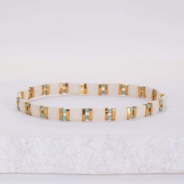 Parure Aurora - détail des couleurs et motifs en perles Miyuki Tila