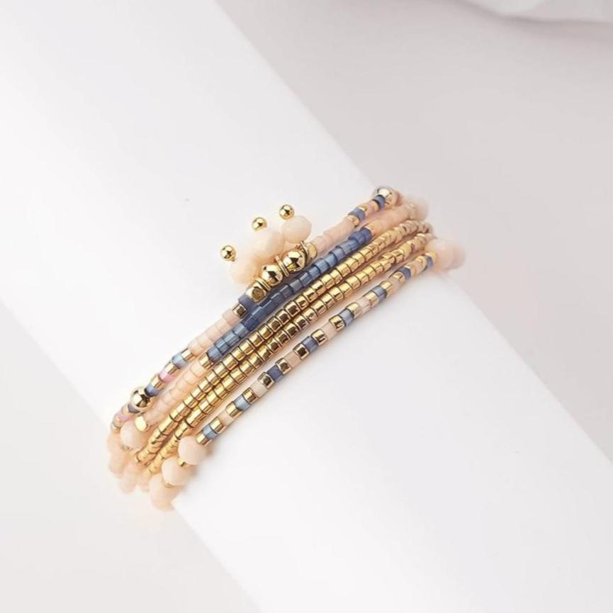 Parure Beryl - Bracelets de perles - bracelets perles plates fait main en perles Miyuki par Køss Design