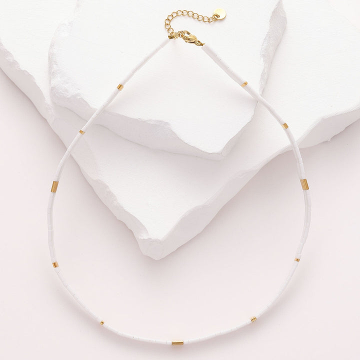 Neige - Collier de perles - necklace fait main en perles Miyuki par Køss Design